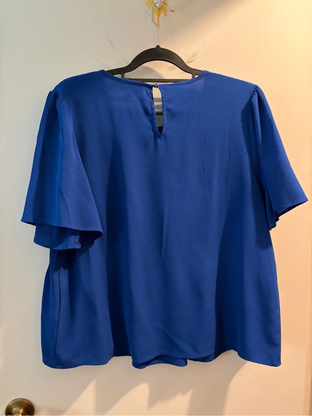 CeCe Royal Blue Pleated Peplum Short-Sleeve Top - Picture 3 of 5